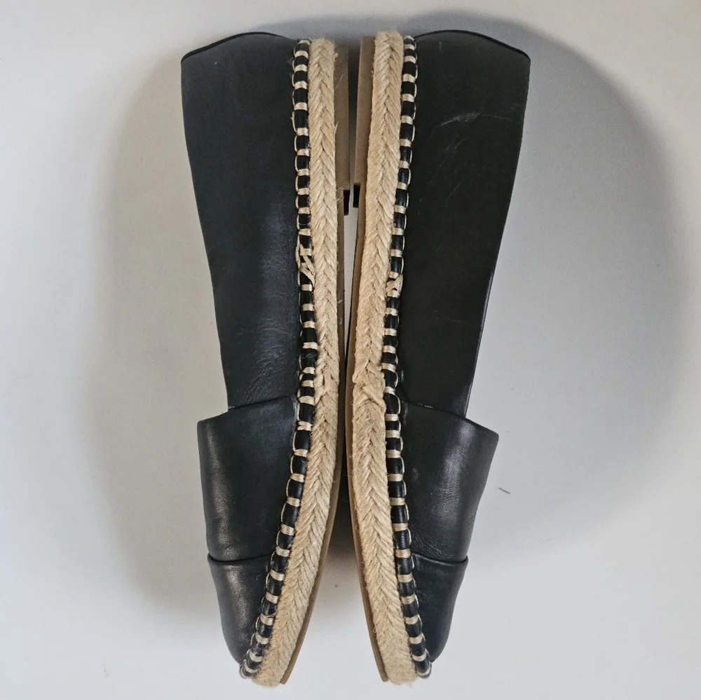 ☆ ALDO Black Leather Espadrille Slip Ons